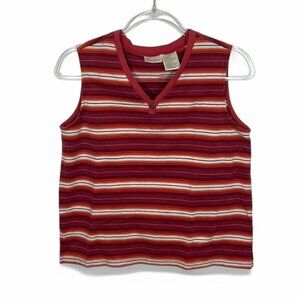 Vintage Bobbie Brooks‎ Striped V-Neck Tank Top Sleeveless Summer Top Size M